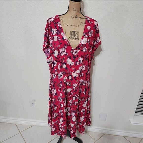 TORRID fuchsia floral challis midi dress plus size 4 4X - Picture 2 of 7